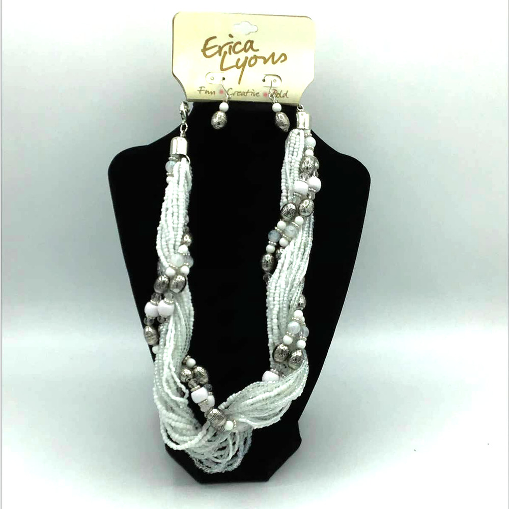 Erica Lyons White & Silver Beaded Necklace